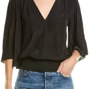 Ramy Brook Black V-neck Relaxed Blouse - New Without Tags